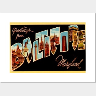 Greetings from Baltimore Maryland, Vintage Large Letter Postcard Posters and Art